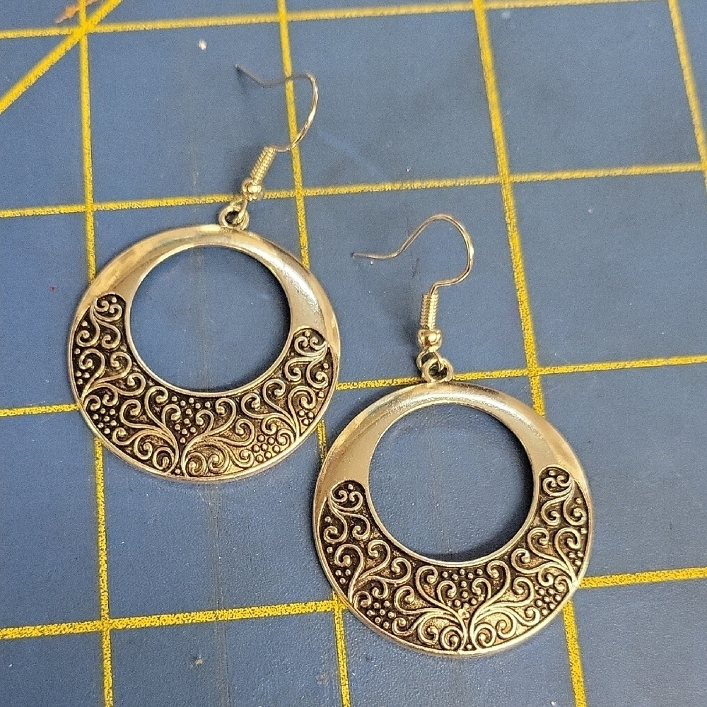 Bohemian BOHO Silver-Toned 1.25" Earrings
